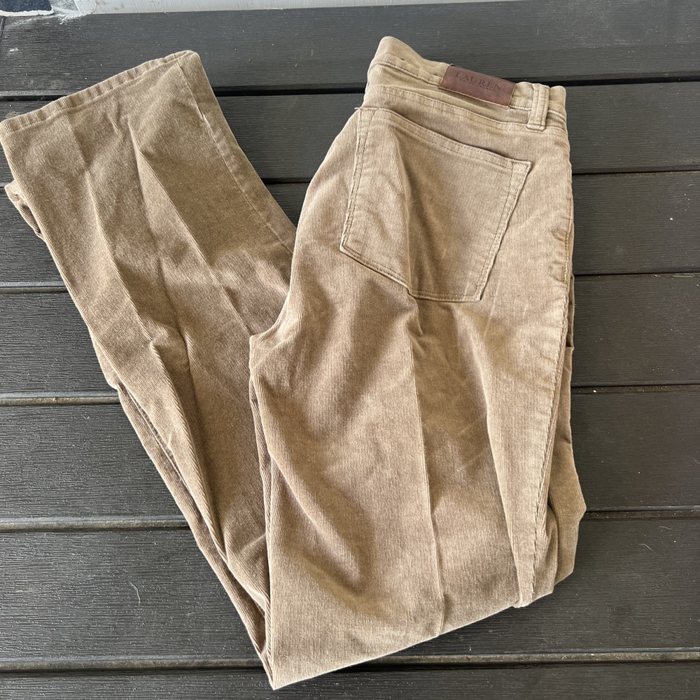 Lauren Ralph Lauren Beige Tan Corduroy Pants Womens 8 Straight Leg Preowned